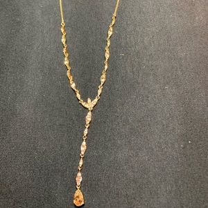 Givenchy Silvertone Crystal Y Necklace